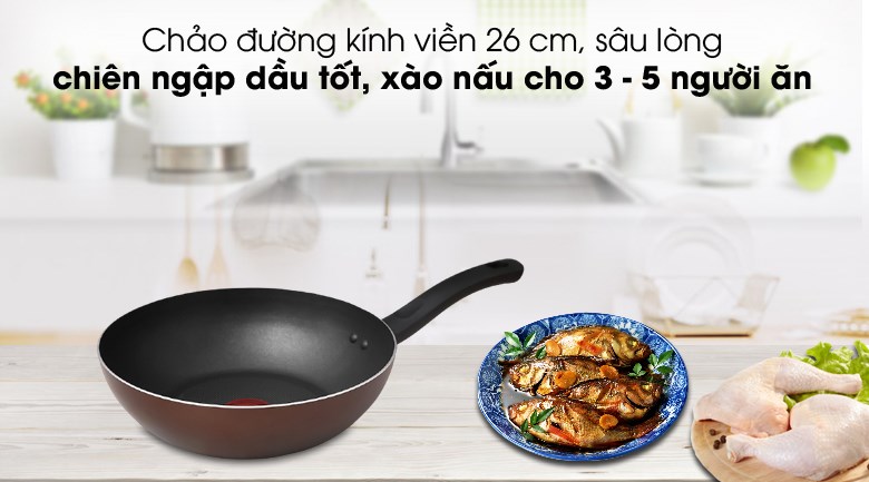 Chảo nhôm sâu chống dính đáy từ 26 cm Tefal G1437705 được nhiều hộ gia đình tìm mua sử dụng