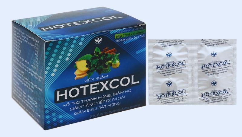 Viên ngậm Hotexcol hỗ trợ giảm ho đau rát họng hộp 40 viên
