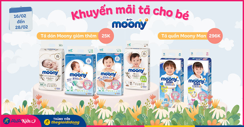 Tã Moony đồng giá 296K, giảm thêm ngay 25K. Săn ngay, giá cực hời!