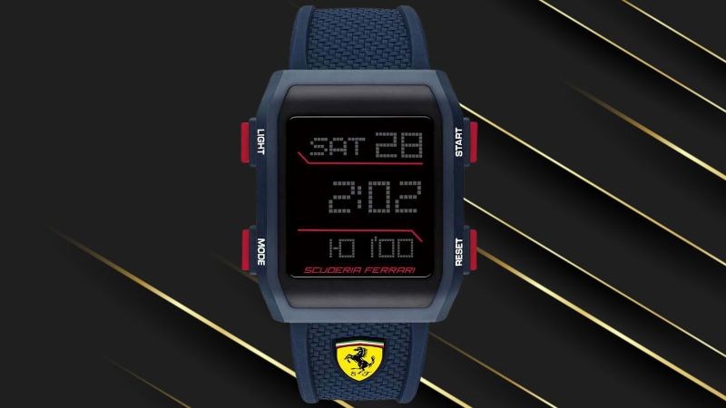 Đồng hồ Ferrari mặt điện tử có thể xem được lịch thứ, lịch ngày ngay trên mặt đồng hồ