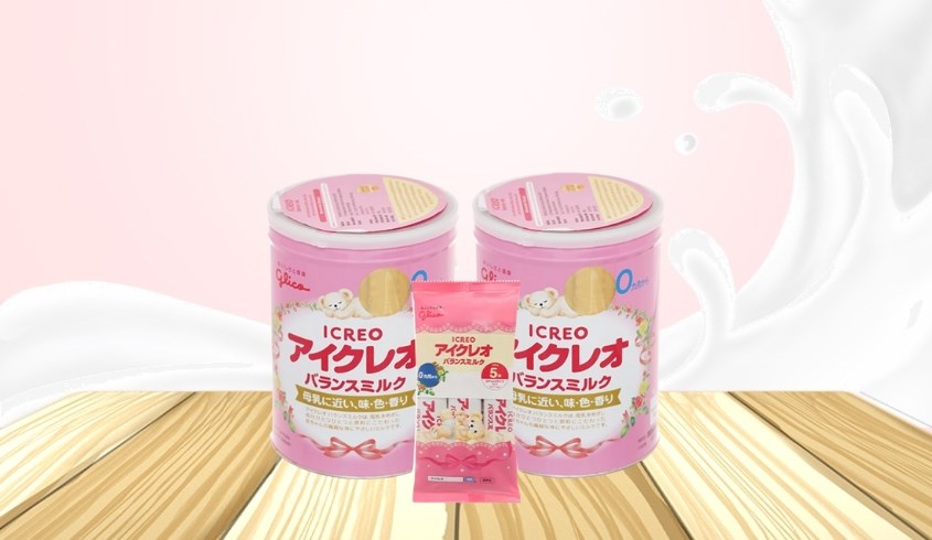 Combo 2 hộp sữa bột Glico Icreo số 0 vị nhạt thanh 800g (0 - 12 tháng) - kèm 5 thanh số 0