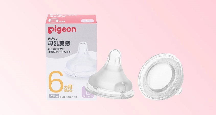 Bộ 2 núm ti Pigeon siêu mềm Plus WN3 cổ rộng size LL (9 - 15 tháng)