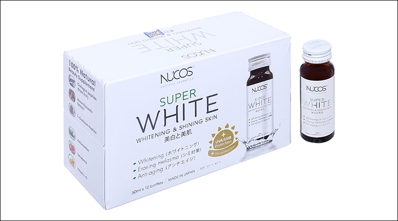 <div class='captionnews'>Nước uống Nucos Super White làm trắng da, giảm nám hộp 10 lọ x 50ml</div>