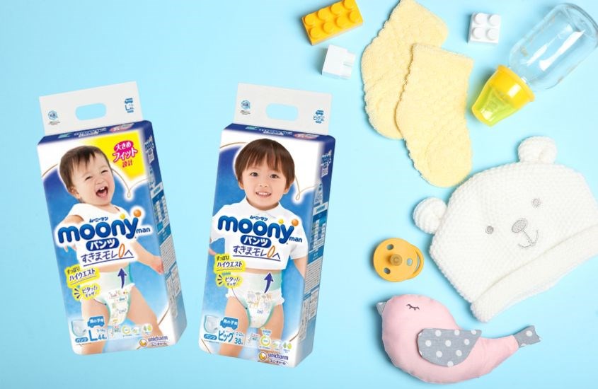 Tã quần cho bé trai Moony man size XL 38 miếng