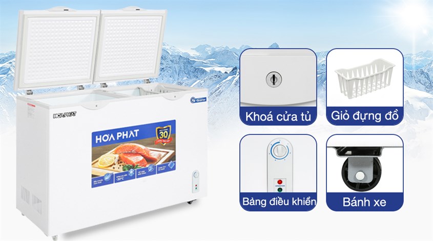 Tủ đông Hòa Phát Inverter 271 Lít HPF BD8271 sở hữu 2 ngăn đông giúp làm lạnh nhanh