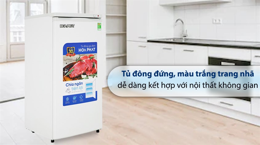 Tủ đông đứng Hòa Phát 147 Lít HPF UAH6147 có thiết kế nhỏ gọn, dễ dàng lắp đặt tại nhà