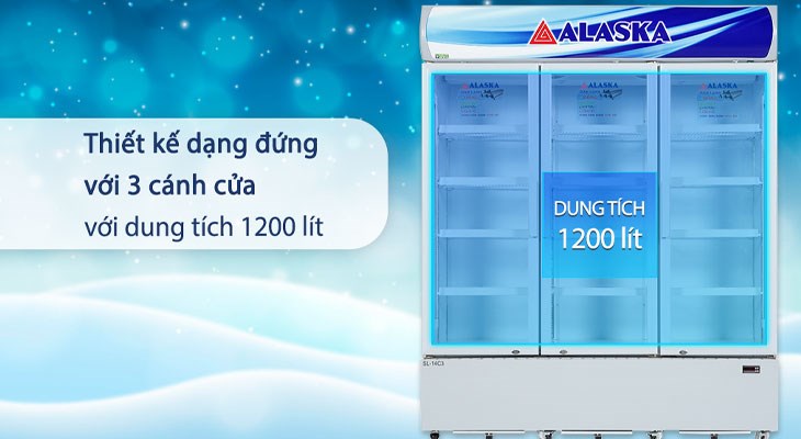 Tủ 3 cửa Alaska có dung tích lớn, chứa được nhiều loại thực phẩm