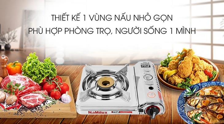 Bếp ga Namilux có thiết kế hiện đại, chất liệu cứng cáp