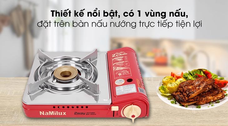 Bếp gas mini Namilux sở hữu kiểu dáng nhỏ gọn 