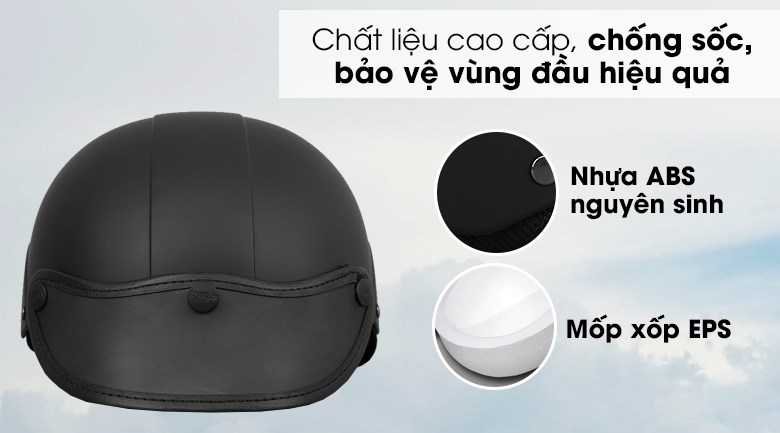 Chất liệu mũ được làm bằng nhựa ABS chống va đập tốt Chất liệu mũ được làm bằng nhựa ABS chống va đập tốt