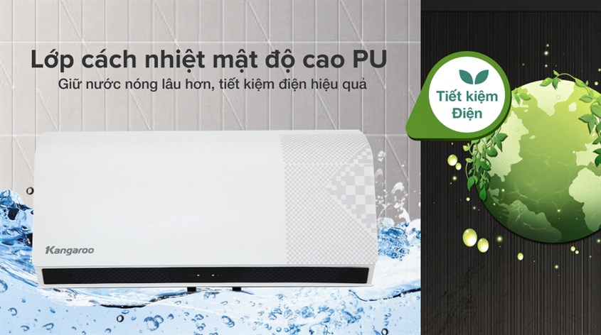 Bình nóng lạnh gián tiếp Kangaroo 22 lít 2500W KG79A2 giữ nước nóng lâu hơn với lớp cách nhiệt mật độ cao