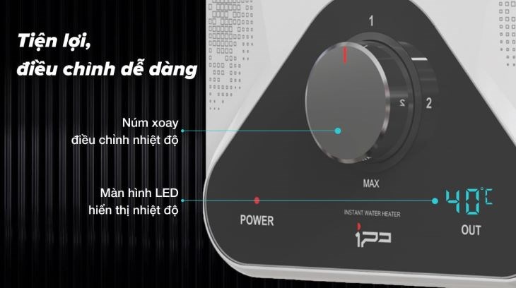 Nút xoay điều chỉnh kết hợp với màn hình LED hiển thị nhiệt độ chi tiết khiến việc điều chỉnh nhiệt độ chưa bao giờ đơn giản đến thế