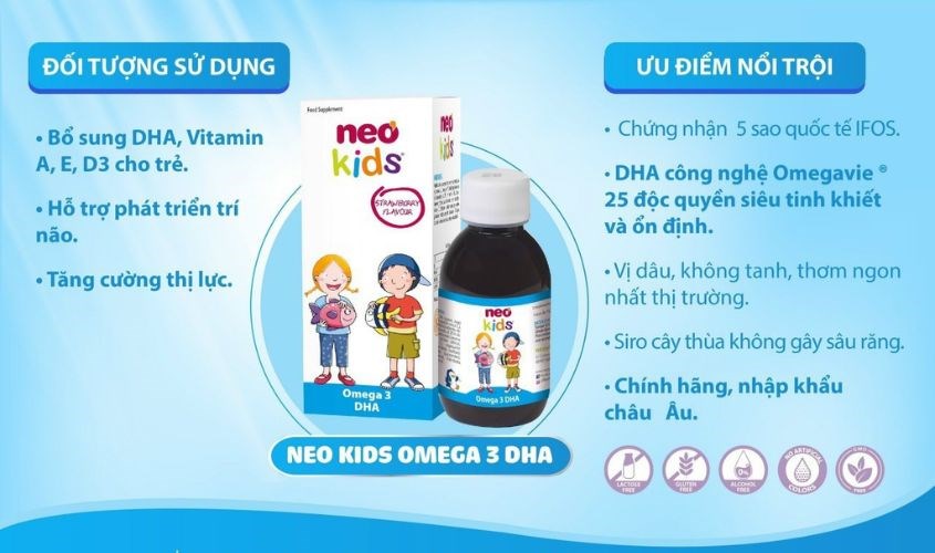 Siro Neo Kids Omega 3 DHA tăng cường thị lực 150 ml (từ 3 tháng)