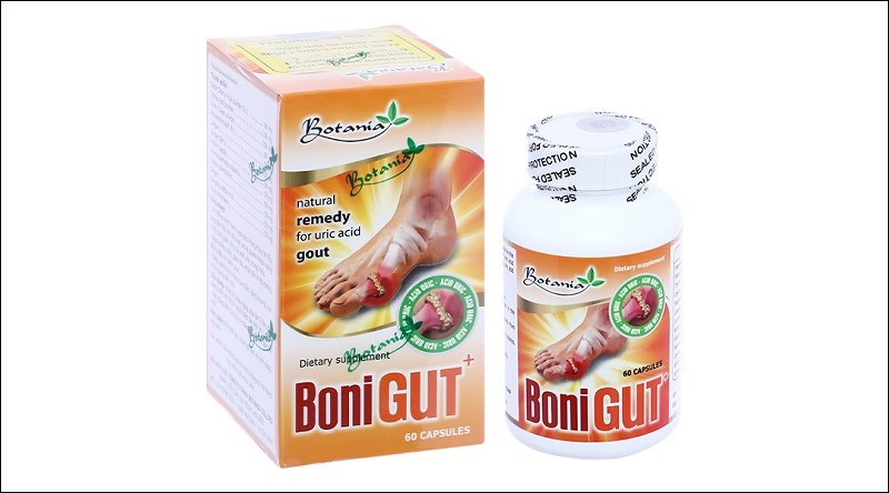 Boni Gut giúp đào thải acid uric, hỗ trợ điều trị bệnh gút lọ 60 viên