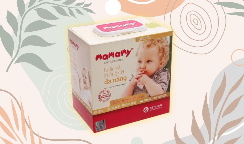 Hộp 180 tờ khăn vải em bé không dệt Mamamy không mùi