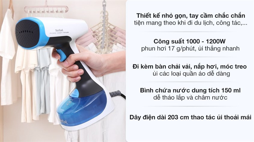 Bàn ủi hơi nước cầm tay Tefal DT7000E0 1200W được trang bị nhiều tiện ích tiện lợi, đáp ứng tối đa nhu cầu sử dụng cho người dùng