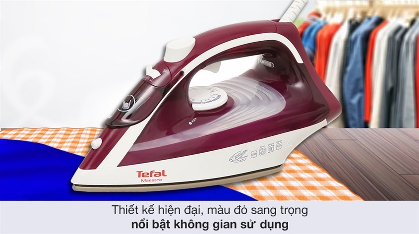 Bàn ủi hơi nước Tefal FV1844E0 2400W sở hữu thiết kế gọn gàng, chắc chắn