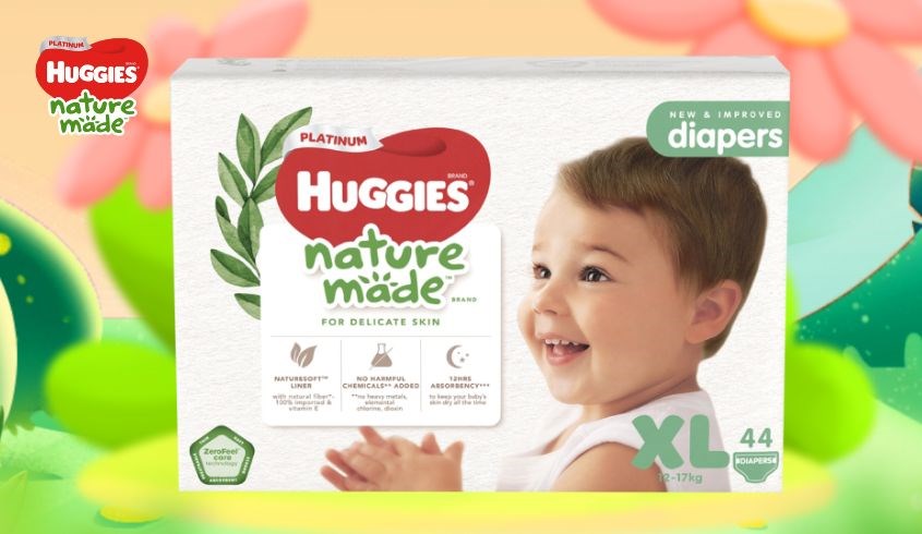 Tã dán Huggies Platinum nature made siêu cao cấp size XL 44 miếng (12 - 17 kg)