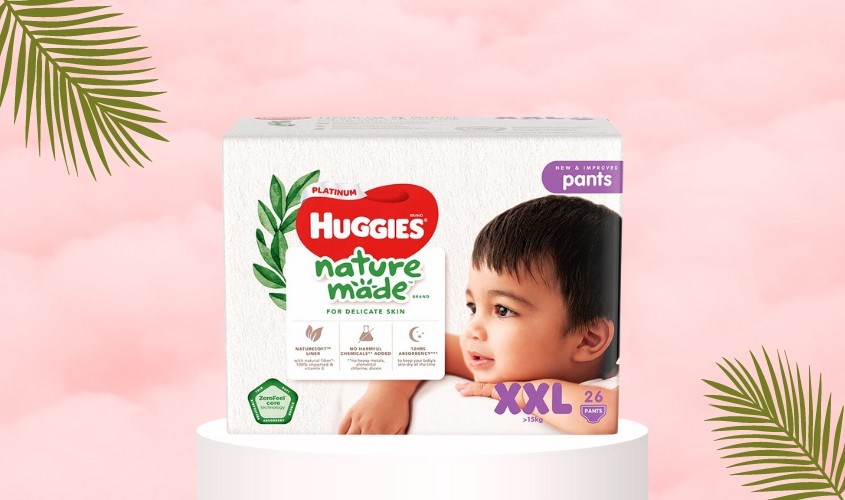 Tã quần Huggies Platinum nature made siêu cao cấp size XXL 26 miếng (Trên 15 kg)