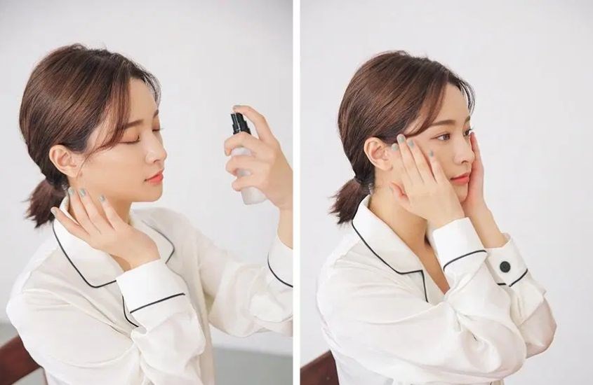 Xịt khoáng vào buổi tối giúp hạn chế tiết dầu thừa trong khi ngủ