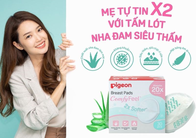 30 miếng lót thấm sữa nha đam Pigeon đảm bảo bầu ngực mẹ được giữ sạch sẽ