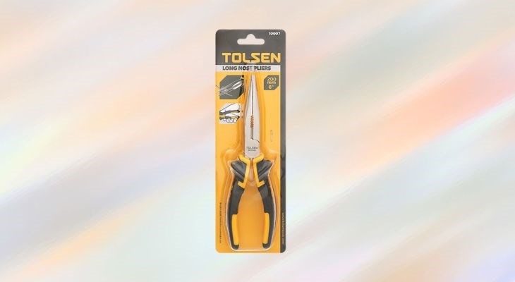 Kìm nhọn Tolsen 10007 20 cm có mũi kìm dạng thuôn nhọn có thể vặn, kẹp được cả đầu vít nhỏ