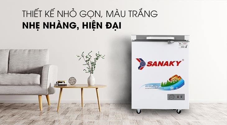 Tủ đông mini Sanaky có thiết kế nhỏ gọn, phù hợp với không gian nhỏ