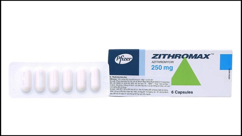 Zithromax 250mg trị nhiễm khuẩn (1 vỉ x 6 viên)