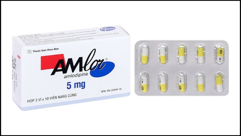 Amlor 5mg trị tăng huyết áp, đau thắt ngực (3 vỉ x 10 viên)