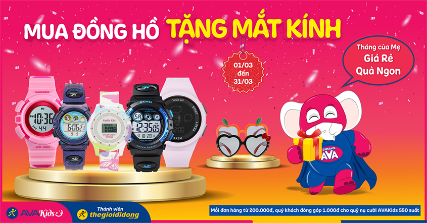 Mừng tháng của mẹ: Mua đồng hồ tặng mắt kính thời trang. Deal cực HOT