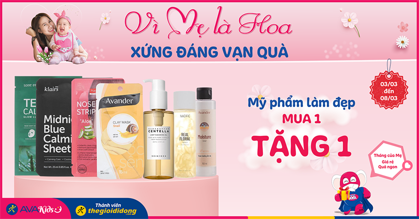 Vì mẹ là hoa xứng đáng vạn quà: Mỹ phẩm làm đẹp mua 1 tặng 1