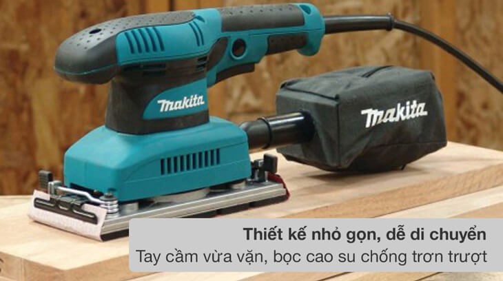 Máy chà nhám rung Makita BO3710 190W có thiết kế nhỏ gọn giúp cho người dùng di chuyển máy dễ dàng trên bề mặt vật liệu