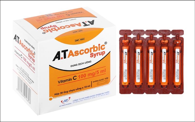 Dung dịch uống A.TAscorbic Syrup 100mg/5ml bổ sung vitamin C (30 ống x 10ml)