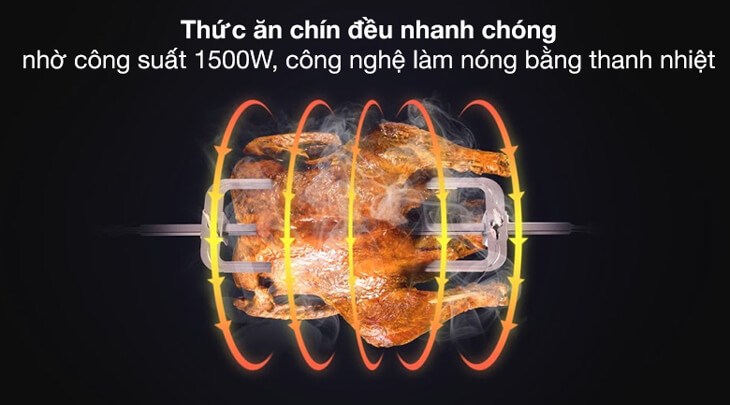 Lò nướng Galanz KWS1530LQ-D2 30 lít sử dụng công nghệ làm nóng bằng thanh nhiệt giúp thức ăn được làm chín nhanh chóng