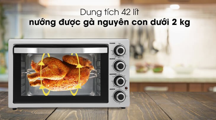 Lò nướng Galanz KWS2042LQ-H8UK 42 lít có dung tích 42 lít có thể đáp ứng nhu cầu nướng bánh, nướng thịt cá, rau củ trong gia đình