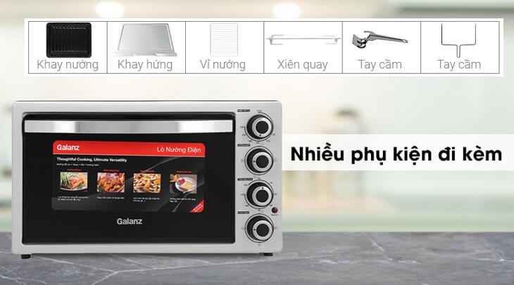 Lò nướng Galanz KWS2042LQ-H8UK 42 lít được trang bị nhiều phụ kiện đi kèm giúp bạn chuẩn bị món nướng thuận tiện