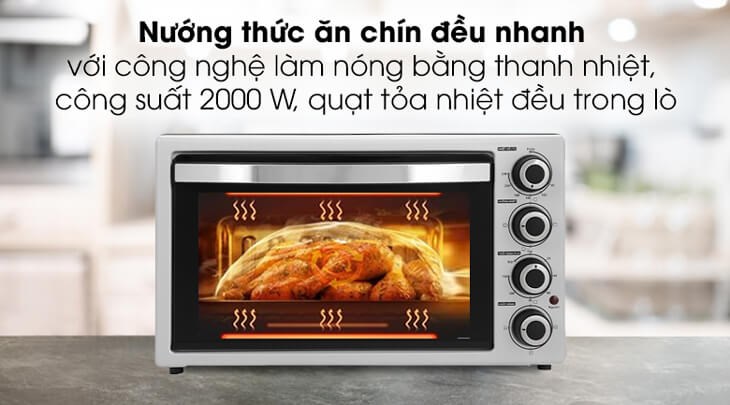 Lò nướng Galanz KWS2042LQ-H8UK 42 lít được tích hợp công nghệ làm nóng bằng thanh nhiệt cho thức ăn chín nhanh chóng, tiết kiệm điện năng