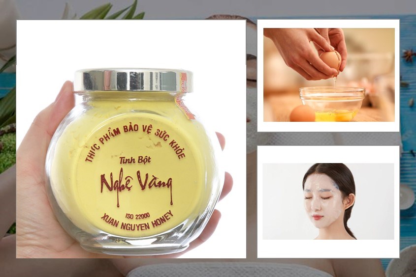 Mách mẹ cách làm mặt nạ lòng trắng trứng gà với tinh bột nghệ giúp trị thâm và giảm mụn viêm