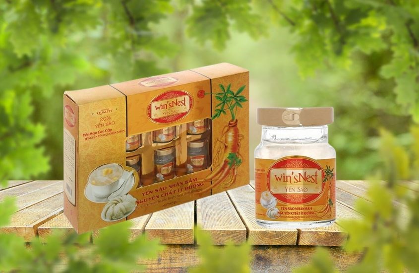 Hộp 6 hũ nước yến sào nhân sâm ít đường Win