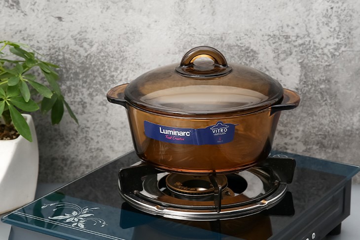 Nồi thủy tinh nắp thủy tinh 19 cm Luminarc Amberline Granite 1.5 lít