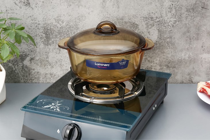 Nồi thủy tinh nắp thủy tinh 21 cm Luminarc Amberline Granite 2 lít