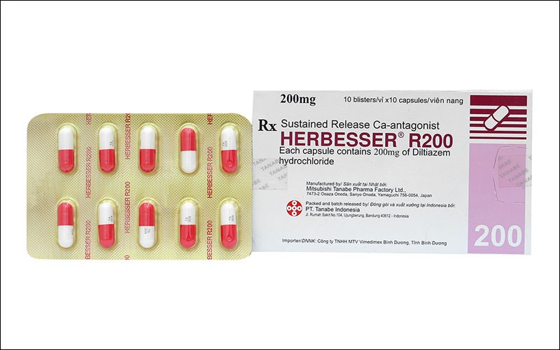 Herbesser R200 trị tăng huyết áp, đau thắt ngực