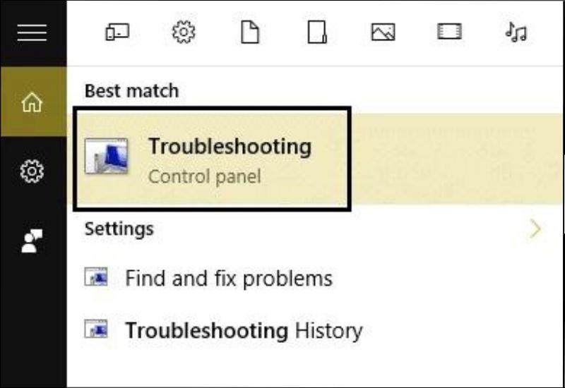 Nhập troubleshooting vào thanh Tìm kiếm của Windows > chọn Troubleshooting