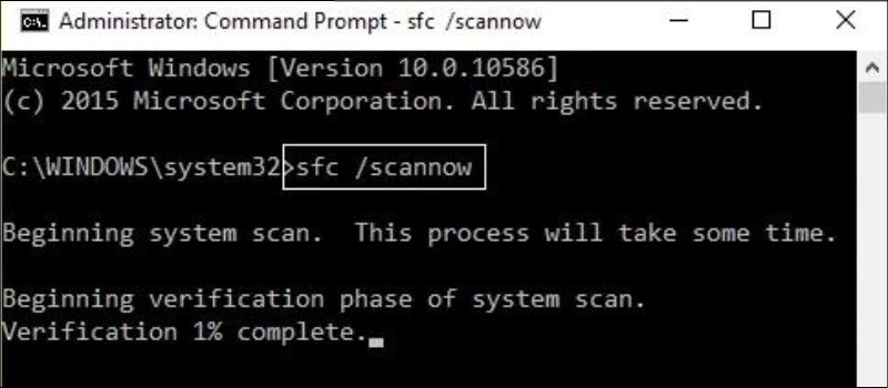 Nhập lệnh “SFC /scannow” > bấm Enter để chạy SFC