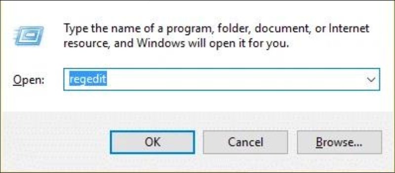 Nhấn Windows Key + R > nhập regedit > nhấn Enter để mở Registry Editor