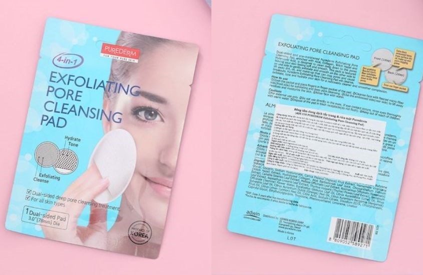 Bông tẩy trang và rửa mặt Purederm Exfoliating Pore Cleansing Pad