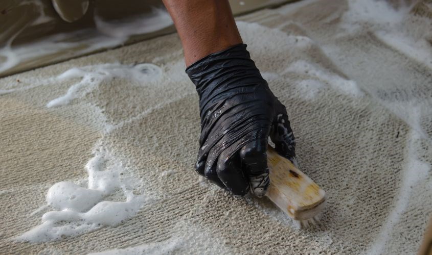 Dùng dầu gội làm sạch thảm Dùng dầu gội làm sạch thảm