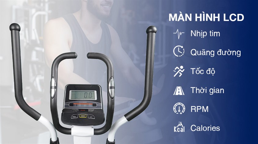 Xe đạp tập thể dục Aguri Aguri AGS-201  trang bị màn hình LCD rõ nét, dễ dàng quan sát các chỉ số tập luyện