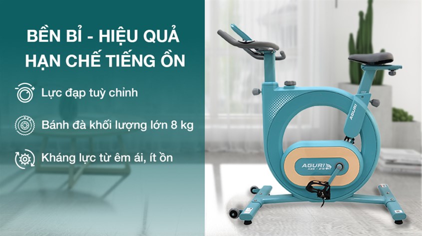 Xe đạp tập thể dục tại nhà Aguri AGS-215 vận hành bền bỉ và hạn chế tối đa tiếng ồn