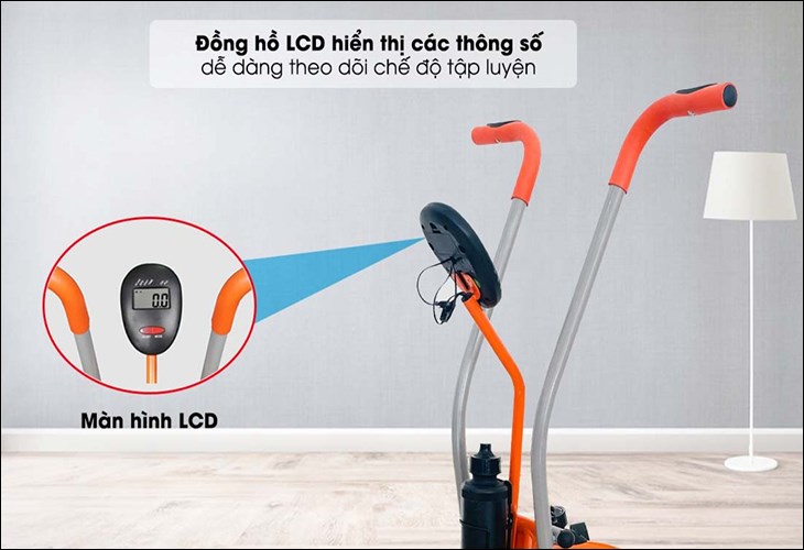 Xe đạp tập thể dục Aguri AGA-206PAS trang bị bảng điều khiển điện tử đề quan sát khối lượng tập luyện